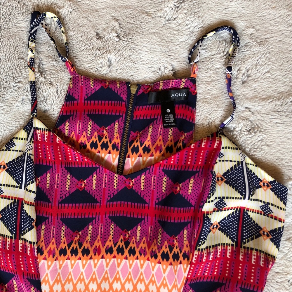 AQUA pattered mini dress, fit and flare, size XS